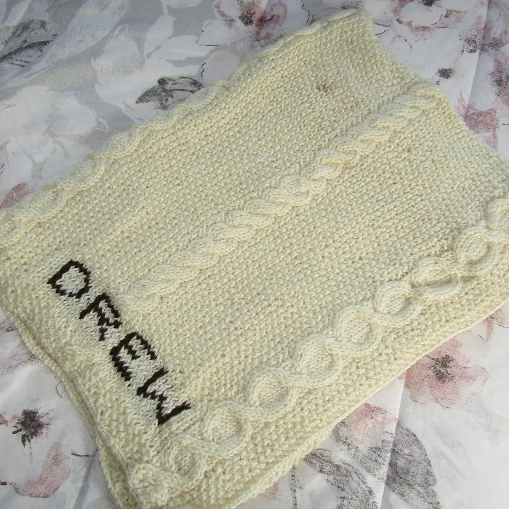 Handmade Knit Crocheted DREW Throw Personalized